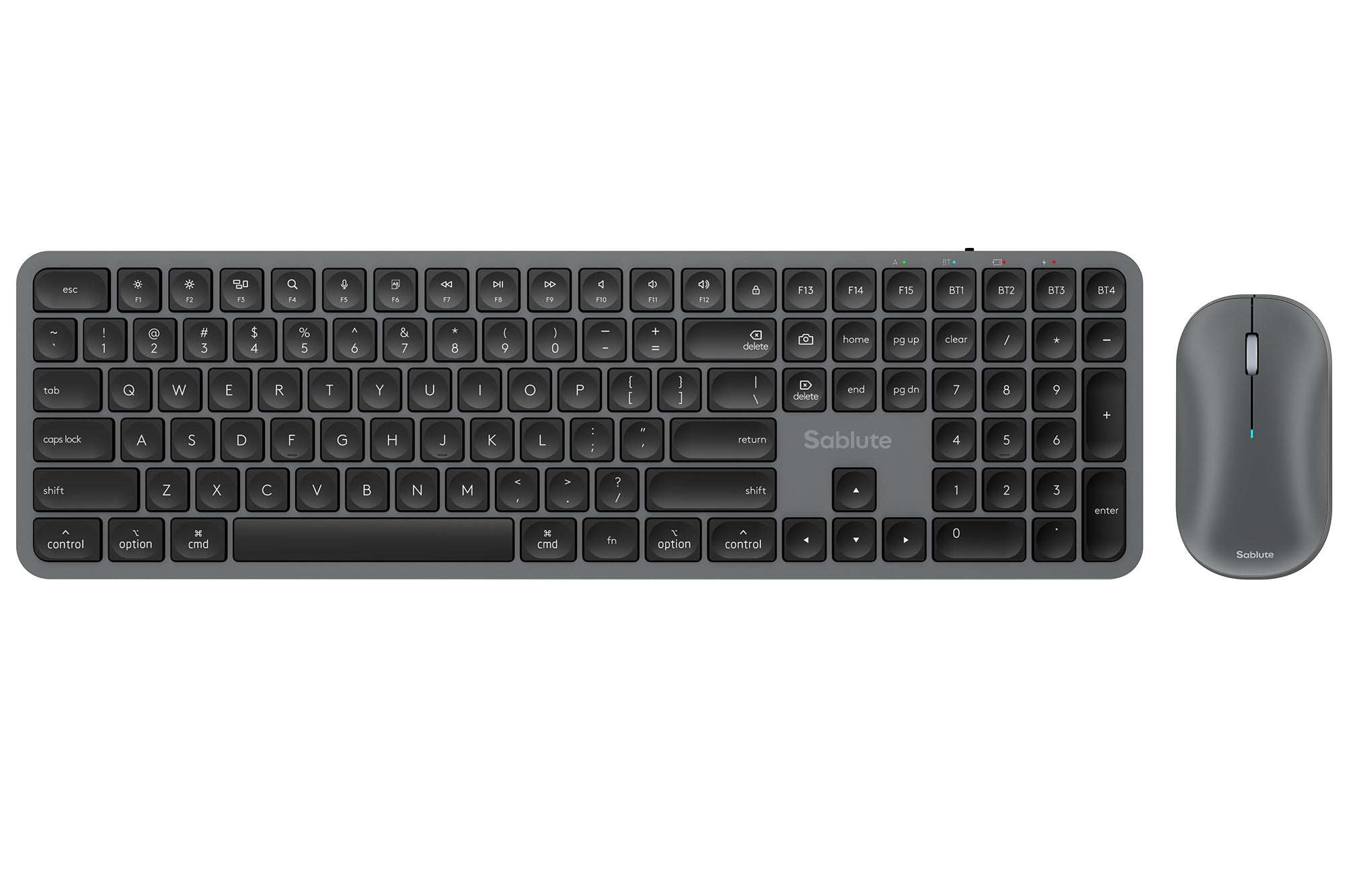 SABLUTE Bluetooth Keyboard and Mouse for Mac, Multi-Device Rechargeable Wireless Keyboard Mouse Combo, Metallic Texture Full Size for MacBook Pro/Air, iMac, iPad (Space Gray)