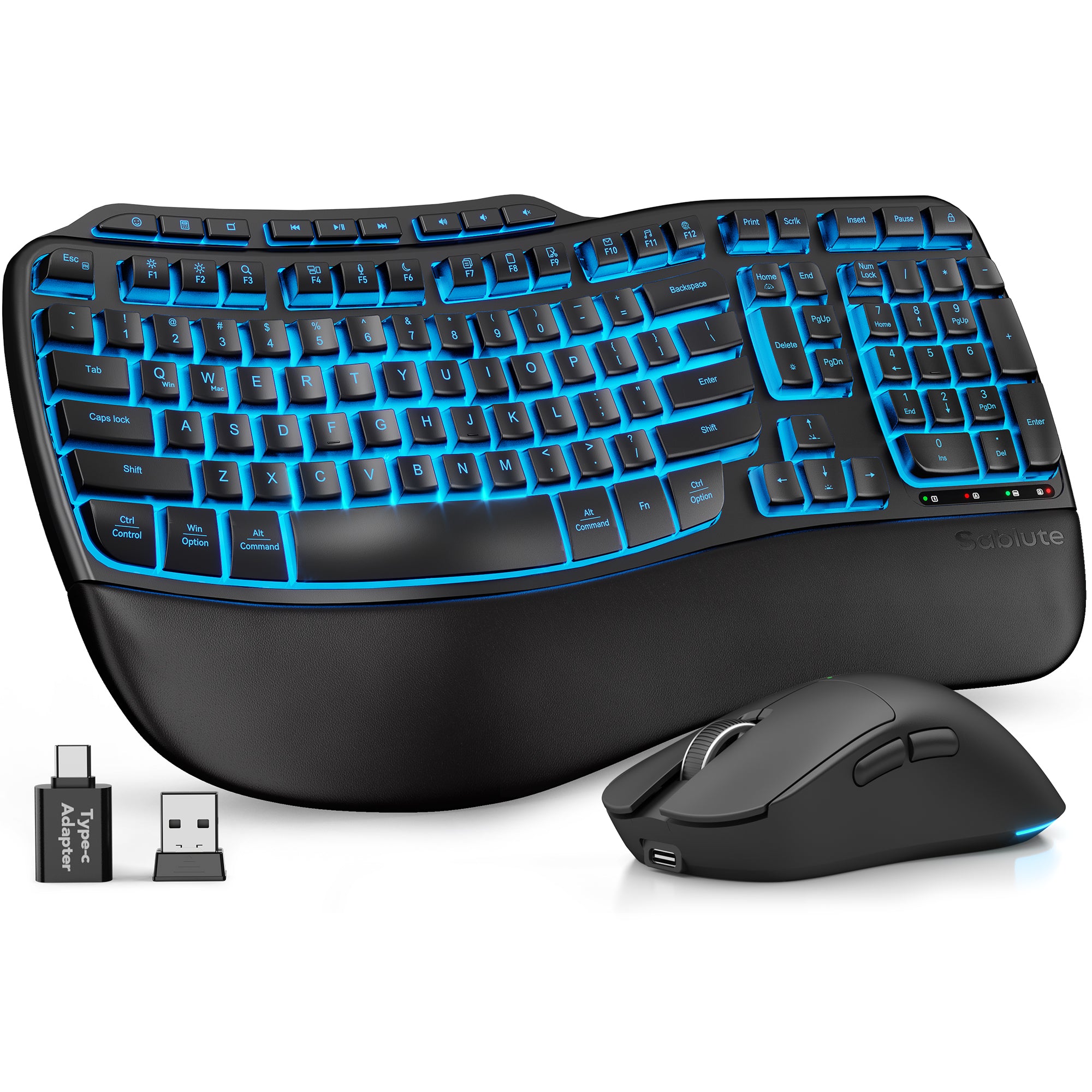 Ergonomic Wireless Keyboard and Mouse Combo