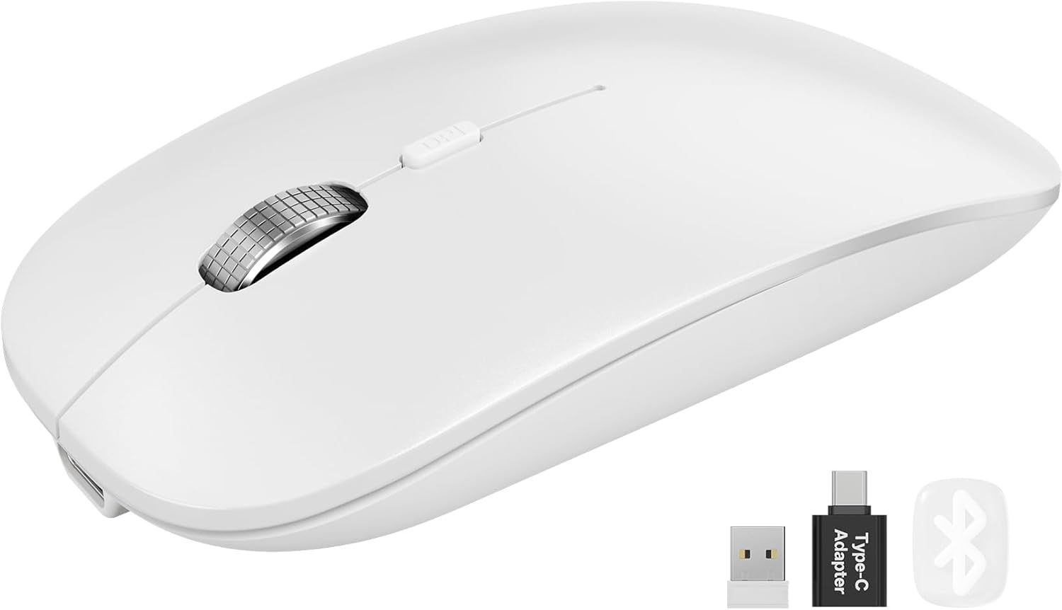 SABLUTE M31 Bluetooth Mouse for MacBook Pro/Air, iPad - Rechargeable Tri-Mode Wireless Mouse for 3 Devices (BT 5.2 + 2.4G), Sleek Slim Silent Mouse for Surface, Windows