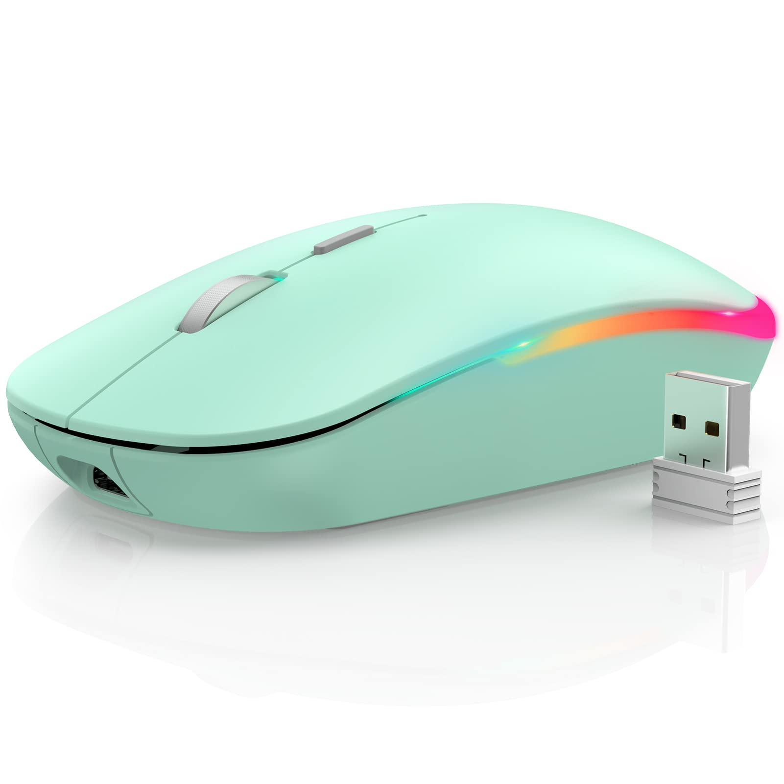 SABLUTE Wireless Mouse with Bluetooth and 2.4G Mode, RGB Backlit, Rechargeable and Silent-BTM2023A