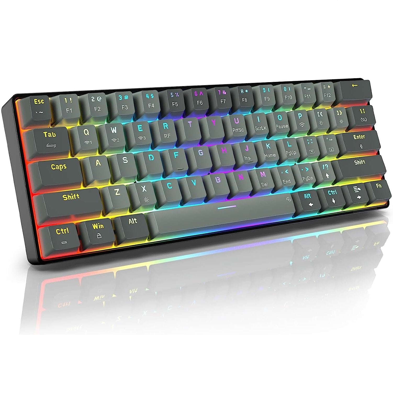 SABLUTE SG Mechanical Gaming Keyboard, 60% Compact Red Switch RGB Keyboard with 3 Link Methods