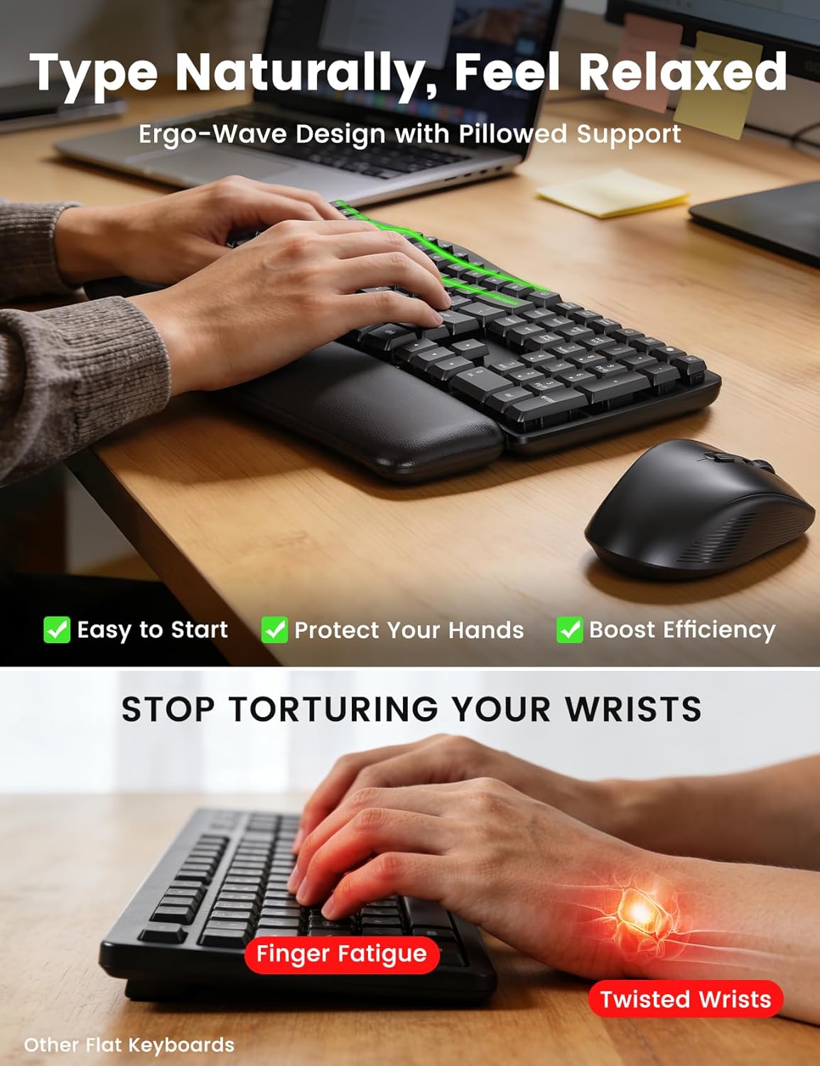 Sablute Ergonomic Wireless Keyboard and Mouse Combo MA41
