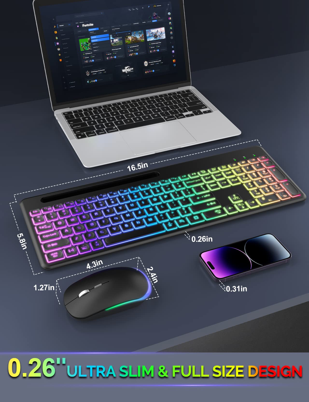 SABLUTE Wireless Keyboard and Mouse Combo