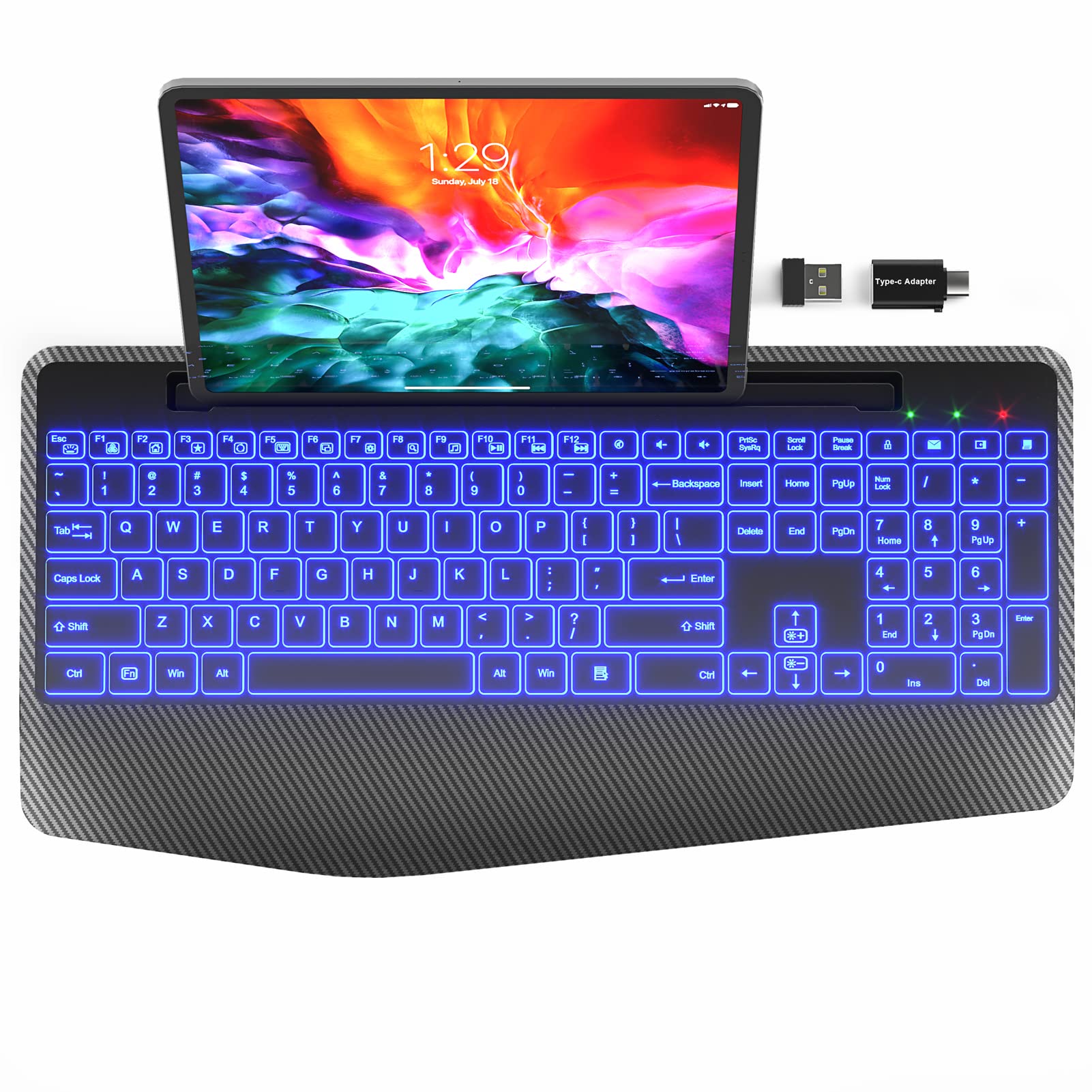 SABLUTE Wireless Keyboard with 7 Colored Backlits