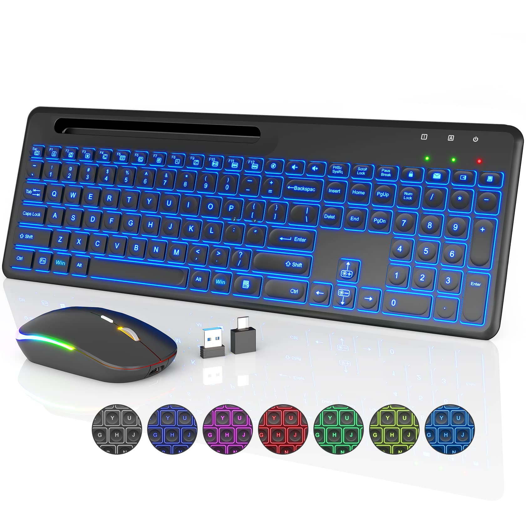 steekpenningen Subtropisch bijstand SABLUTE Wireless Keyboard and Mouse Backlit, Slim Keyboard with Phone