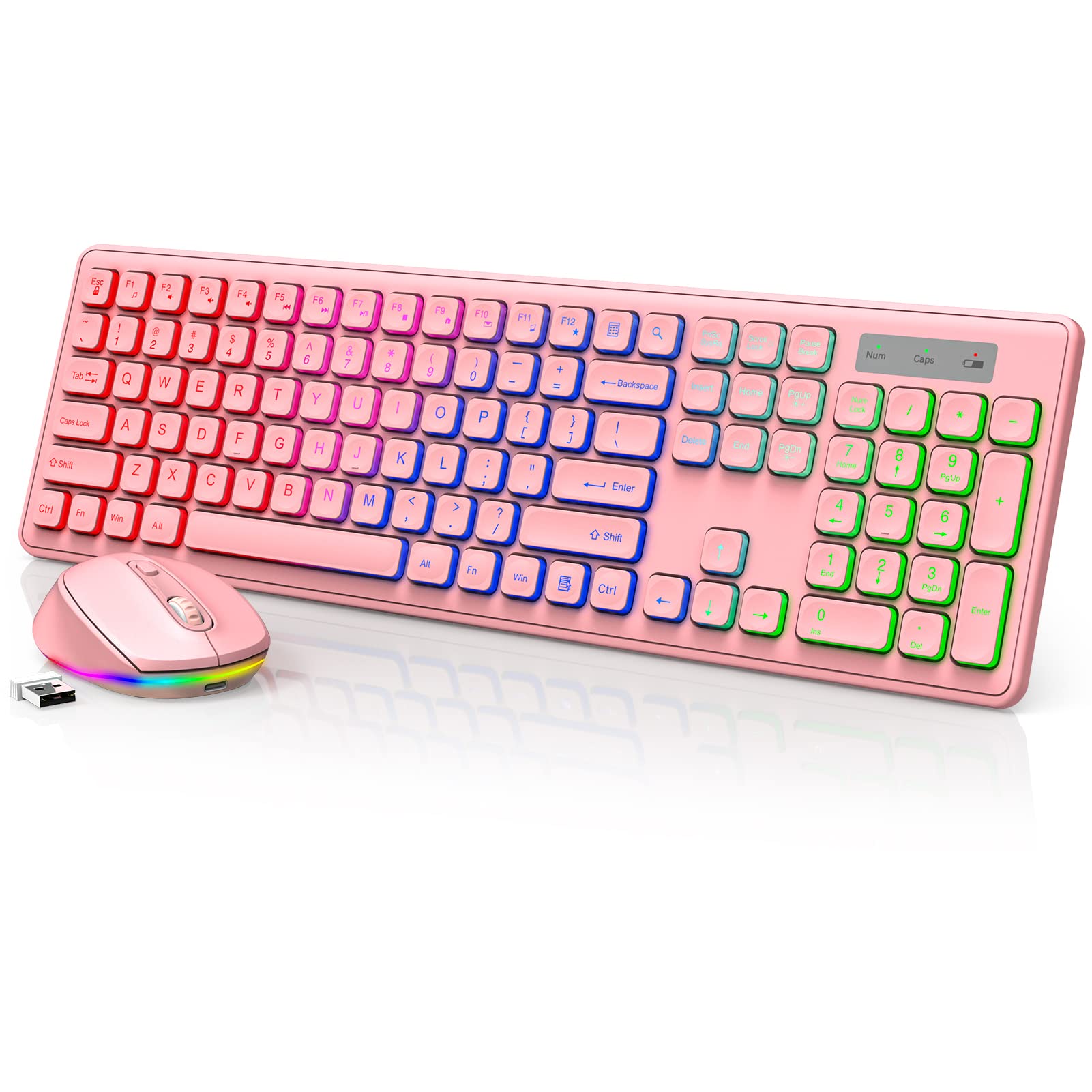SABLUTE Wireless Keyboard and Mouse Backlit, Quiet Lighted Keys, Tilt Legs, Rechargeable Battery-KL1