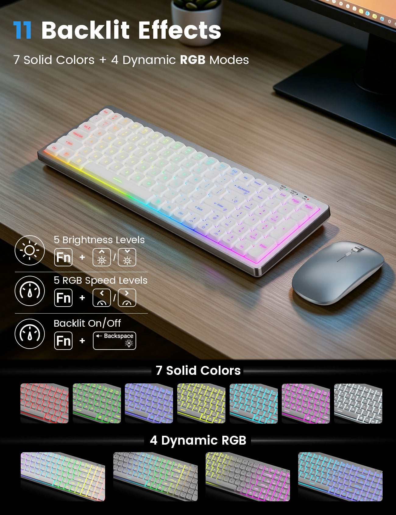 Sablute Backlit Wireless Keyboard & Mouse Combo with Bluetooth | KM62