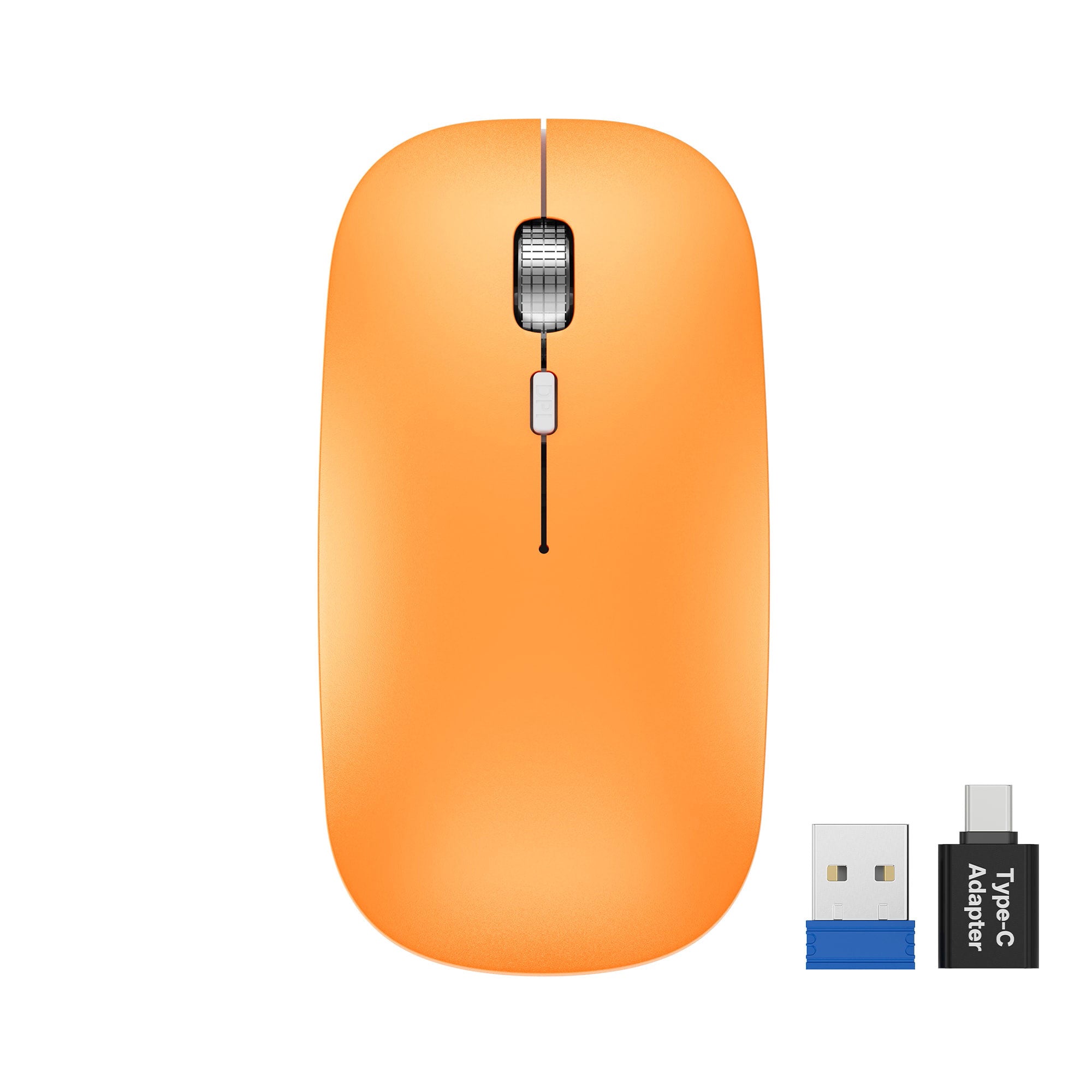 Sablute Bluetooth 2.4G wireless mouse for Mac Windows with silent clicks USB-C charging rechargeable battery seamless switching between multiple devices for work and travel CE1564 Cosmic Orange