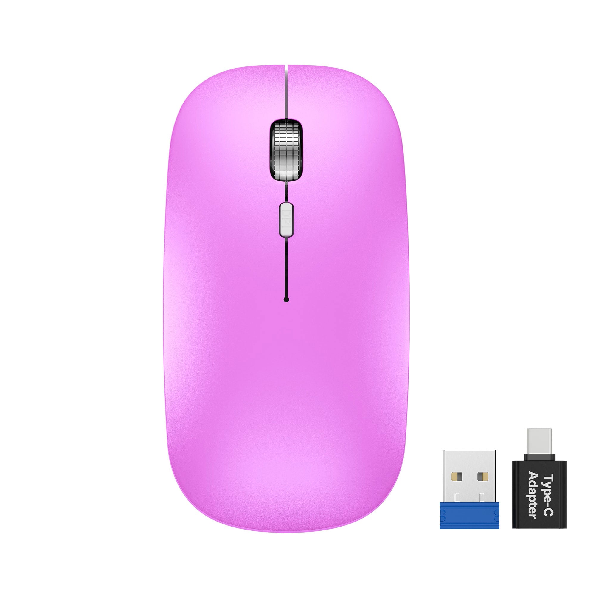Sablute Bluetooth 2.4G wireless mouse for Mac Windows with silent clicks USB-C charging rechargeable battery seamless switching between multiple devices for work and travel CE1564 Purple