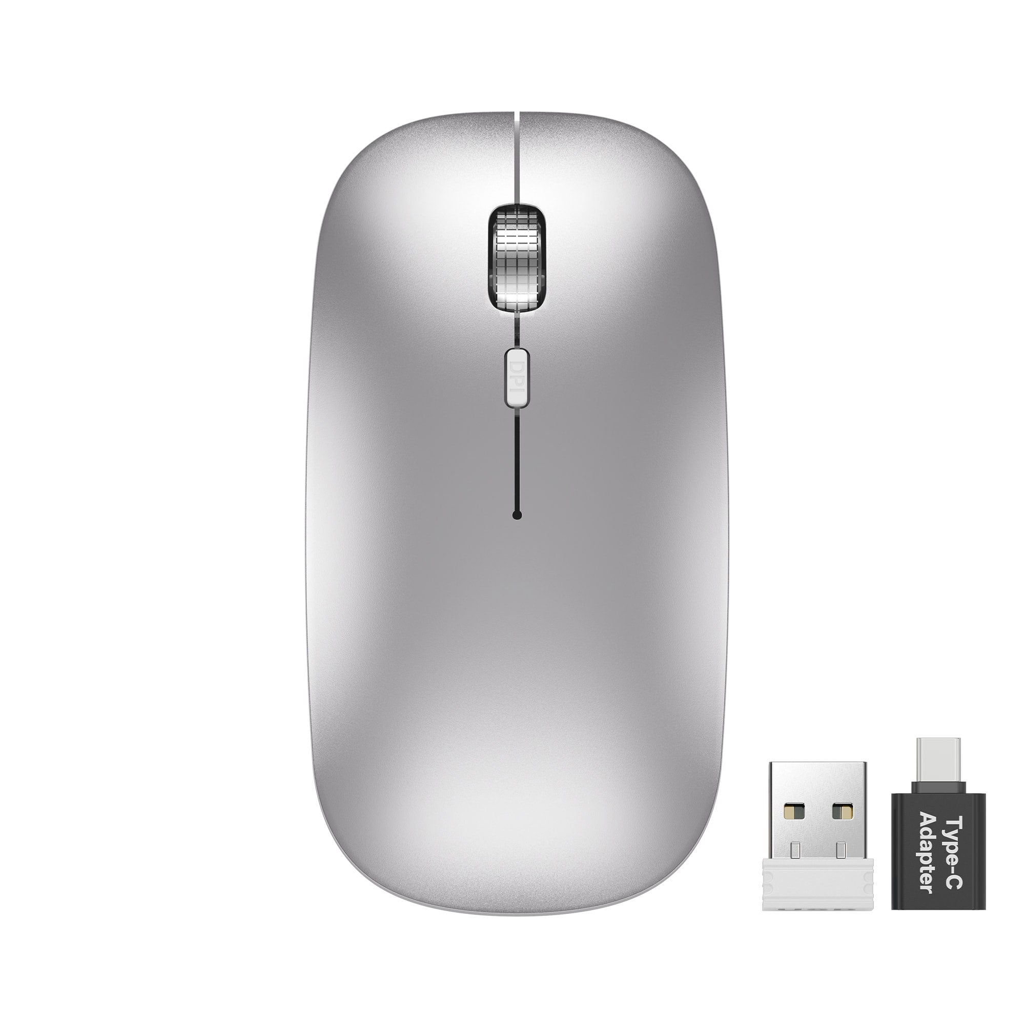 Sablute Bluetooth 2.4G wireless mouse for Mac Windows with silent clicks USB-C charging rechargeable battery seamless switching between multiple devices for work and travel CE1564 Silver
