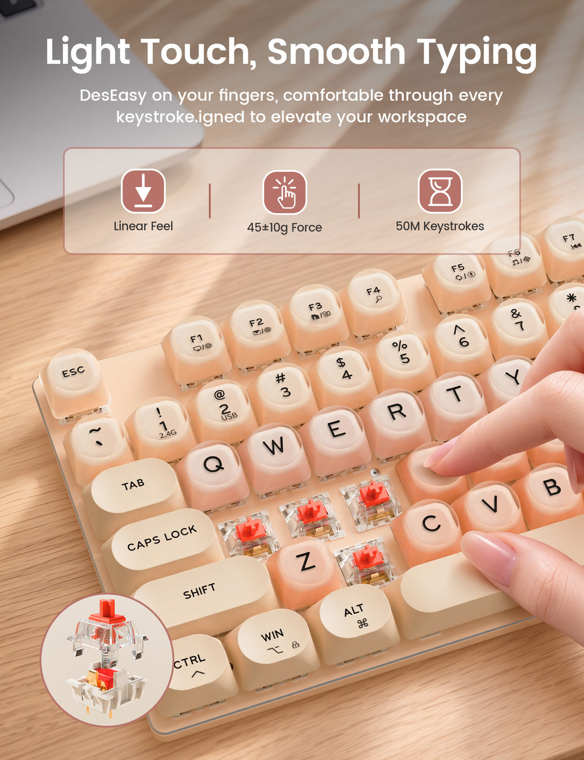 Sablute KM81 Jelly-Style Wireless Mechanical Keyboard & Mouse Combo