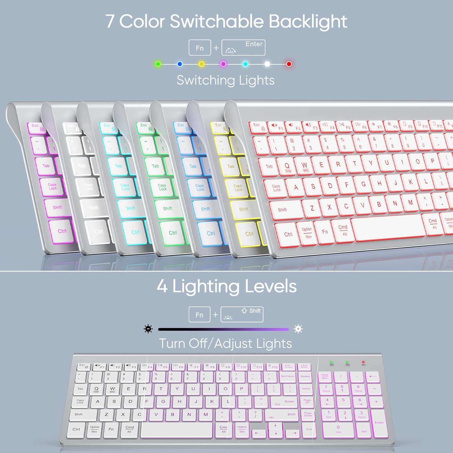 Sablute Low Profile Wireless Backlit Keyboard KN368