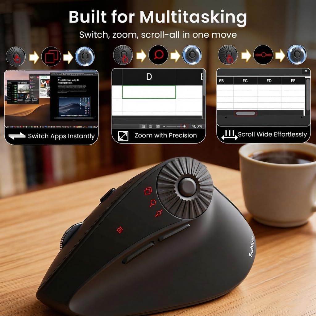 Sablute Ergonomic Vertical Wireless Mouse for S/M Hands MAM51
