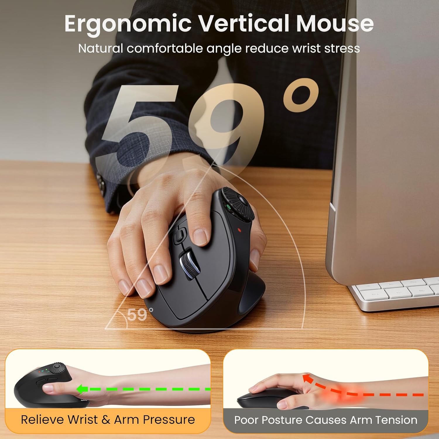 Sablute Ergonomic Vertical Wireless Mouse for S/M Hands MAM51