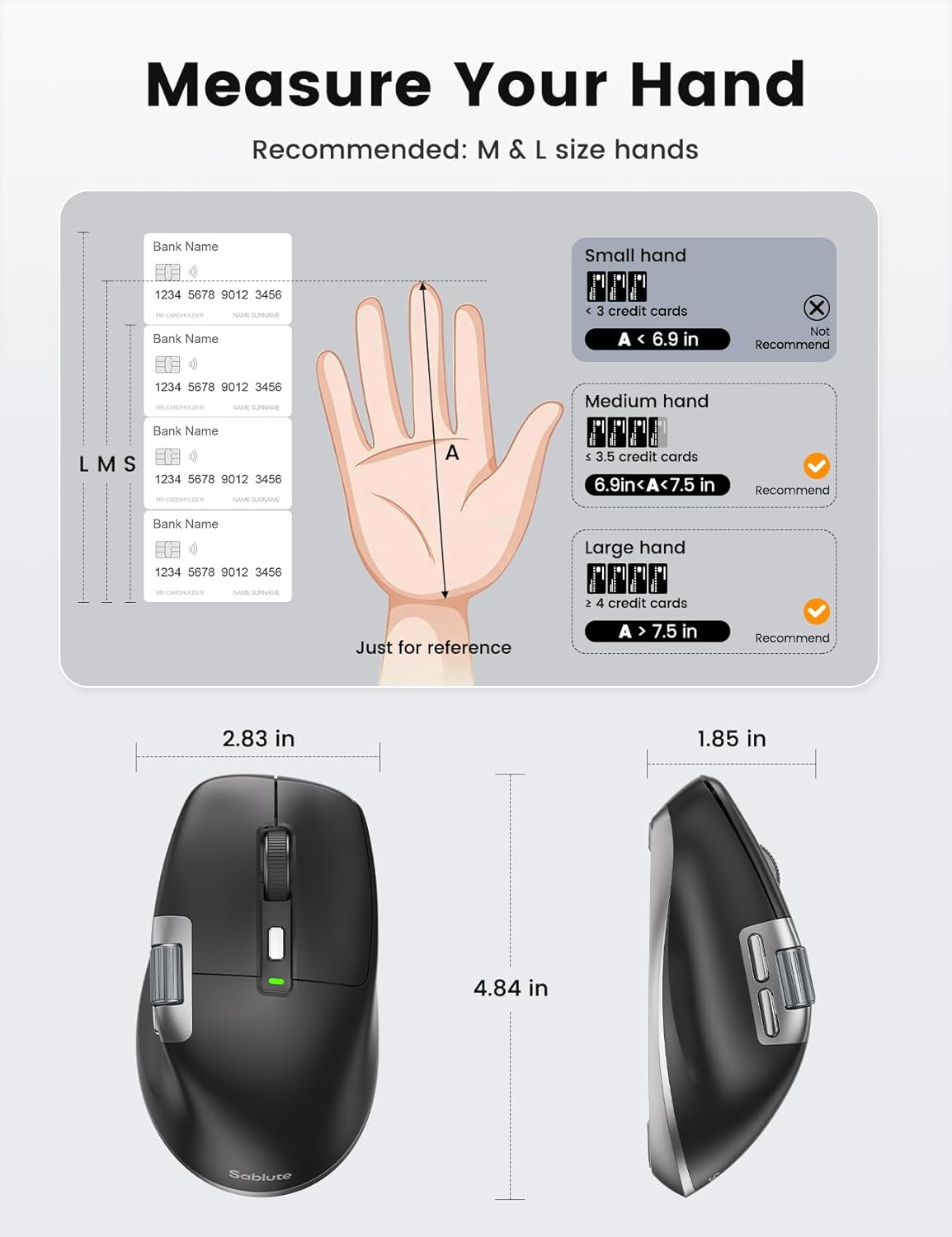 Sablute MAM6 Ergonomic Wireless Mouse with Ultra-Fast Scrolling