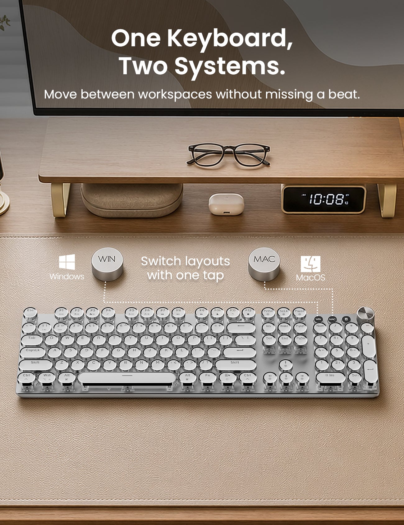Sablute KM81 Retro Wireless Mechanical Keyboard & Mouse Combo