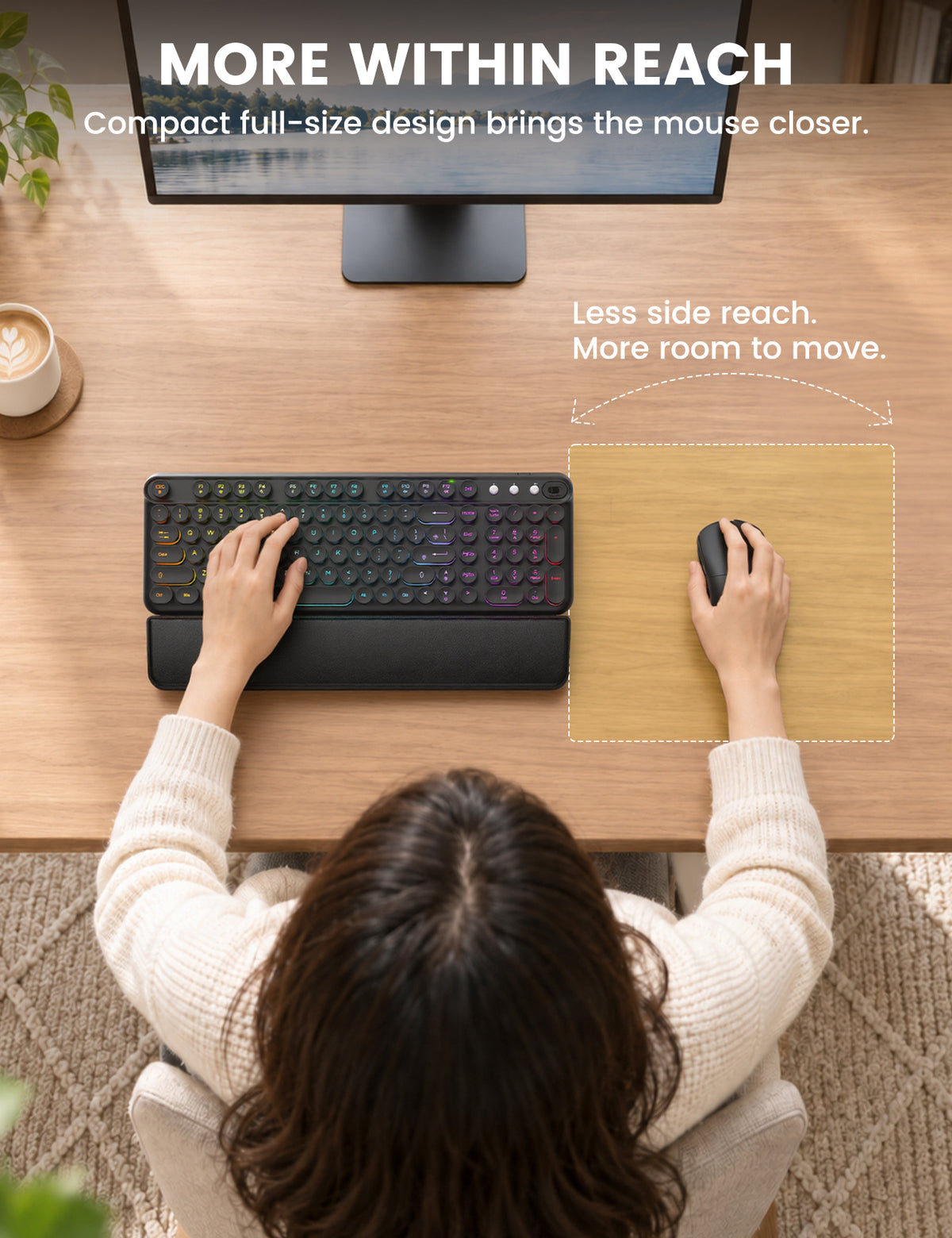 Sablute CK33 PRO Typewriter-Style Wireless Keyboard & Mouse Combo