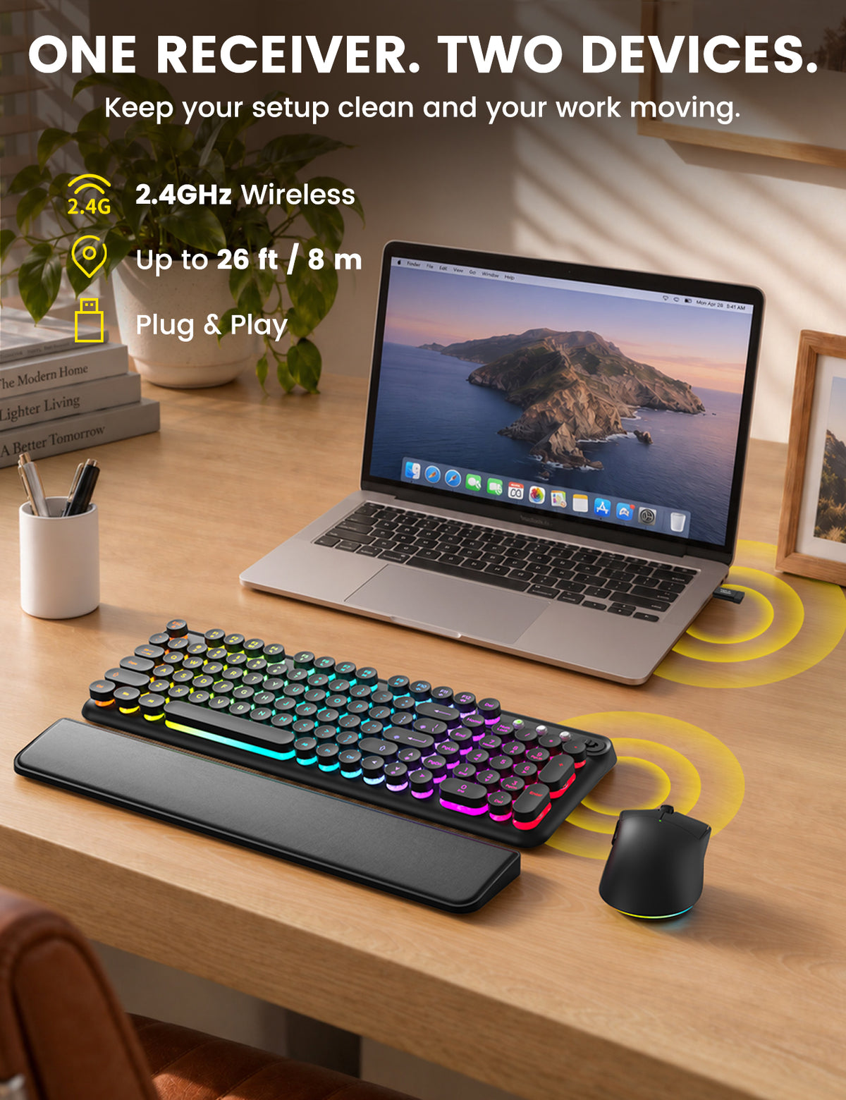Sablute CK33 PRO Typewriter-Style Wireless Keyboard & Mouse Combo