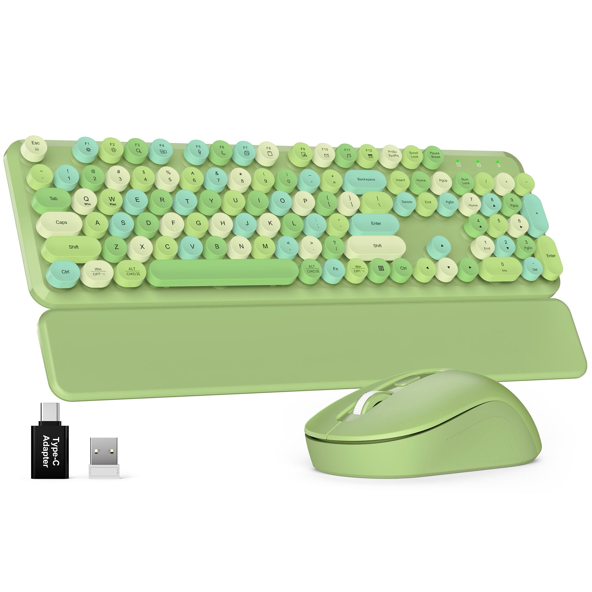 Sablute Wireless Keyboard and Mouse Combo with Retro Round Keycaps CK23