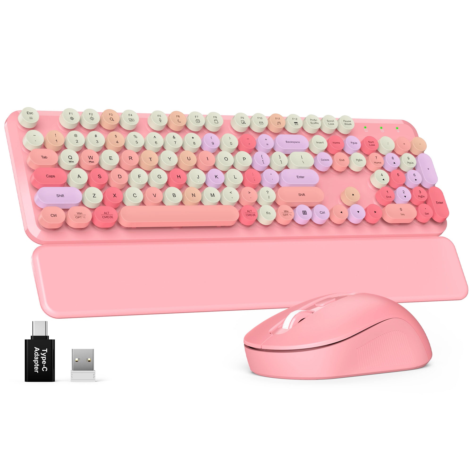 Sablute Wireless Keyboard and Mouse Combo with Retro Round Keycaps CK23