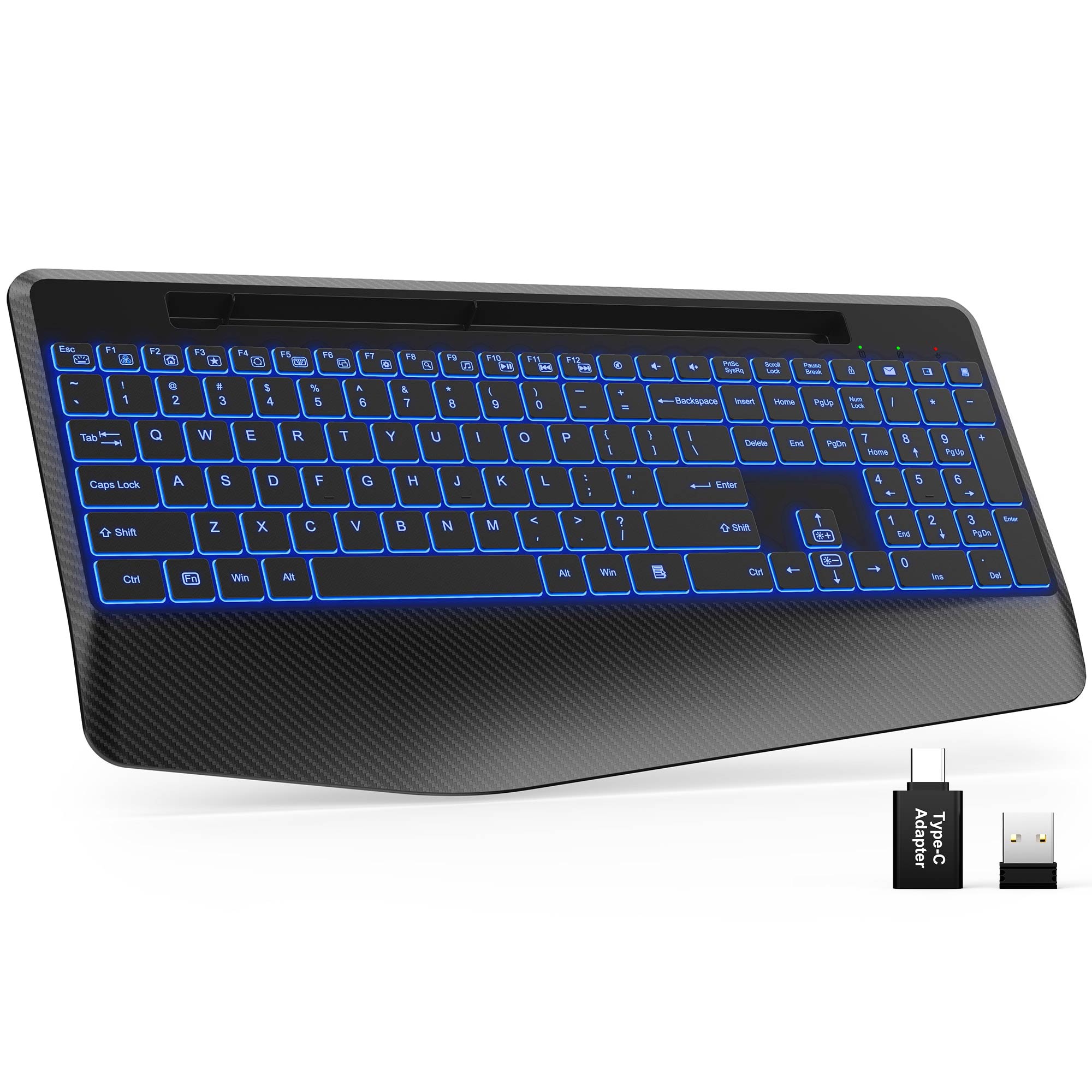 Sablute backlit wireless keyboard with ergonomic palm rest wide Compatible for Windows Android Linux Chrome OS perfect for Office Usage CE1458