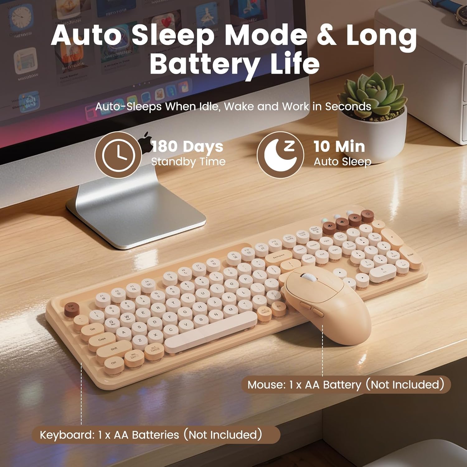 Sablute 100% Layout Wireless Typewriter Keyboard and Mouse Combo CK13