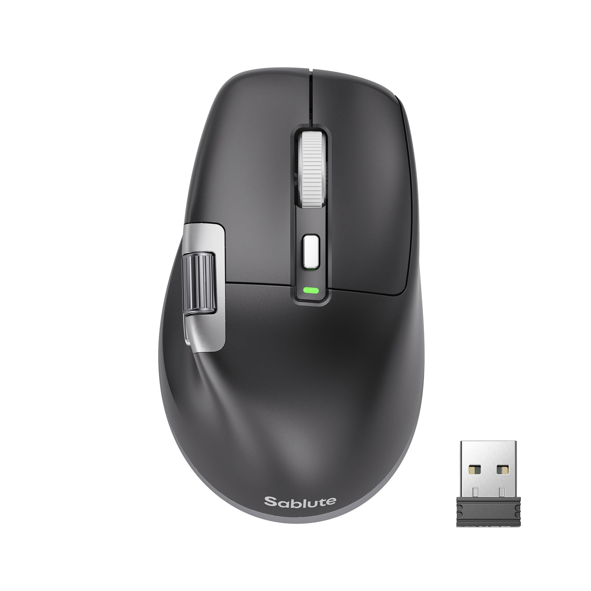 Sablute ergonomic 2.4G Wireless Bluetooth wireless mouse, quiet clicks, and dual scroll wheels CE1570 Black