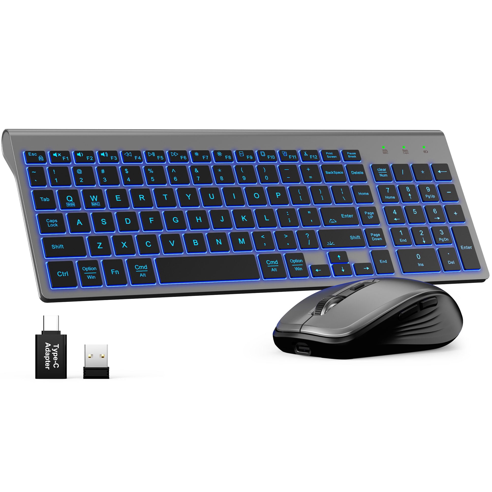 Sablute wireless keyboard and mouse combo with RGB backlit keyboard 2.4G mouse and Mac Windows compatibility for office and home use CE1496 Black