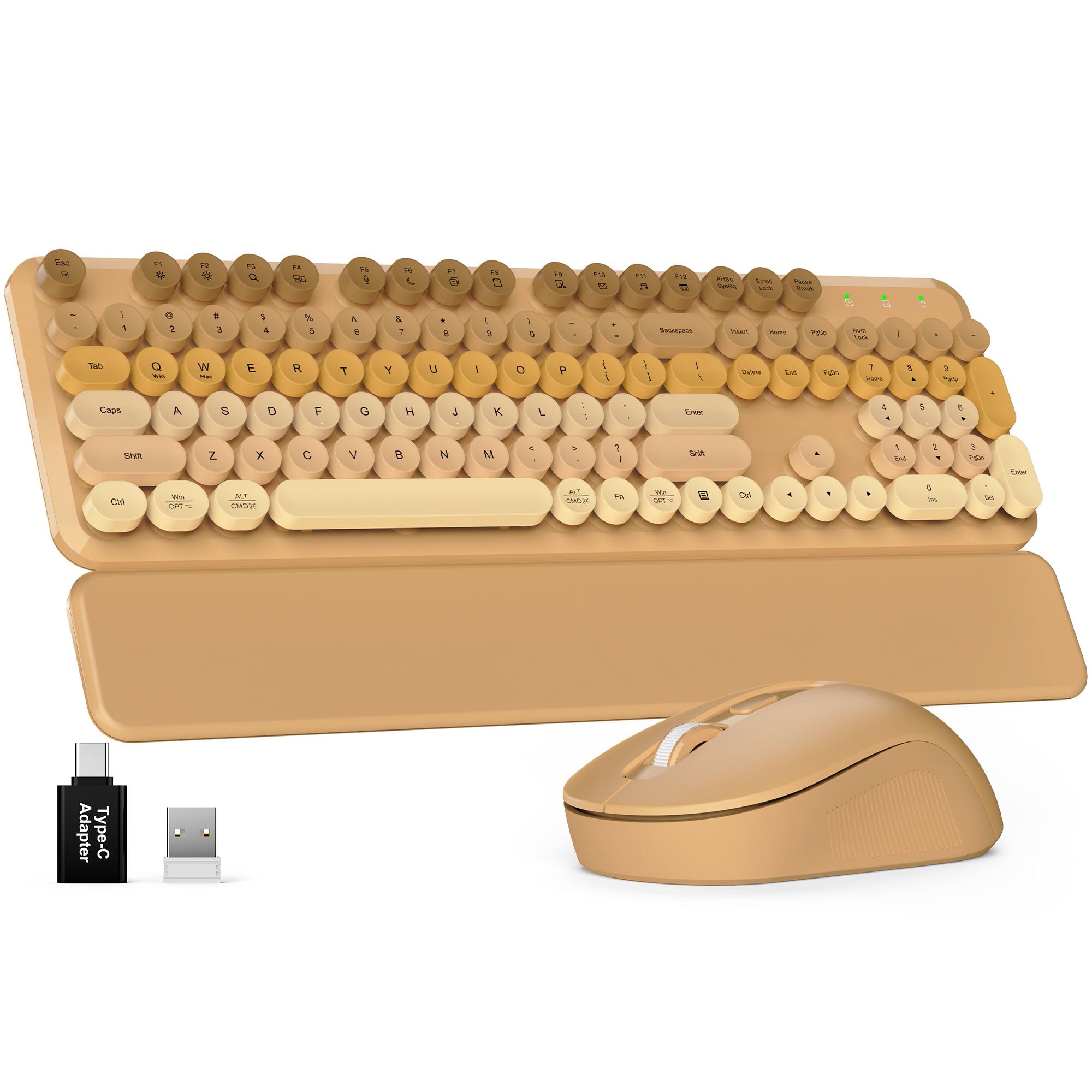 Sablute Wireless Keyboard and Mouse Combo with Retro Round Keycaps CK23