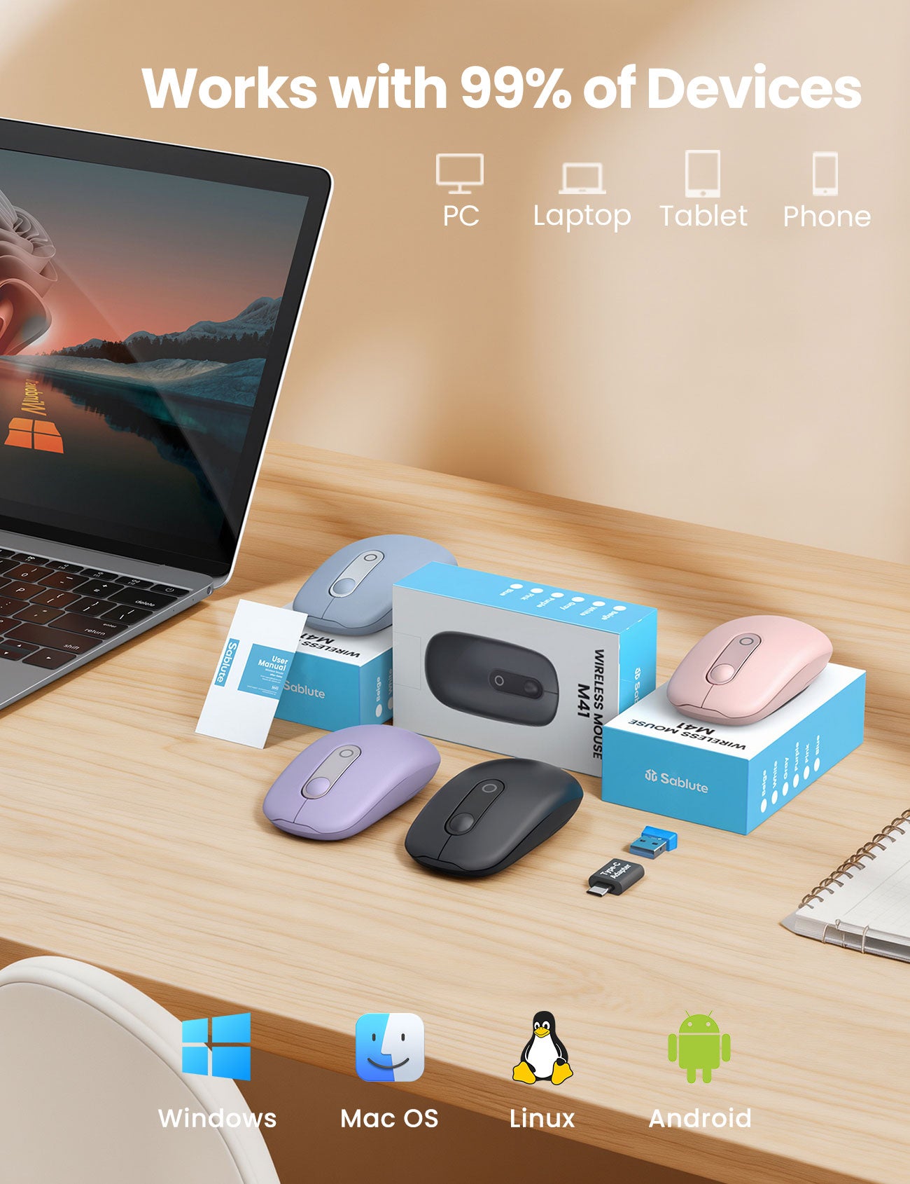 Sablute Compact Portable 2.4G Wireless Mouse M41