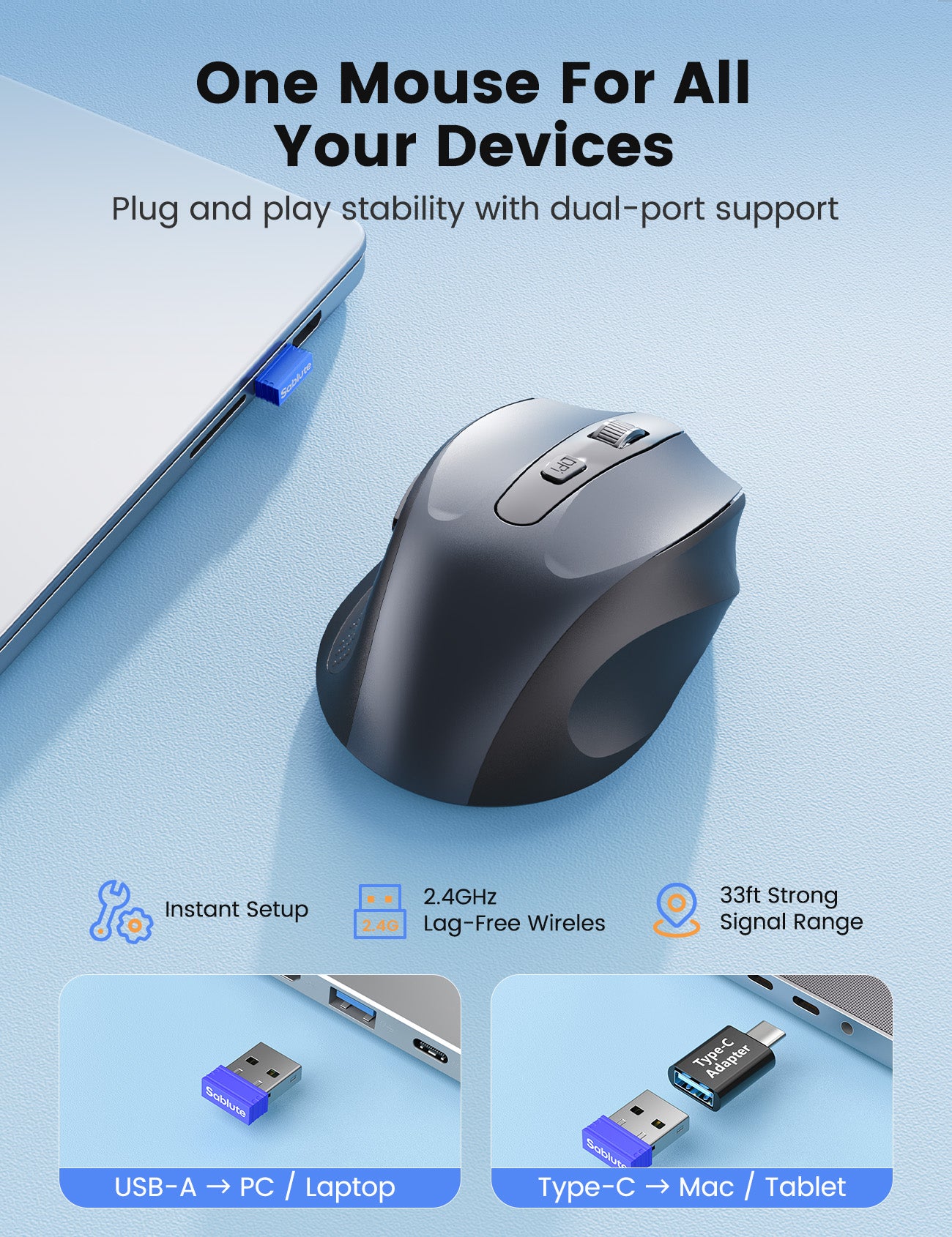 Sablute Wireless Mouse for Computer M21