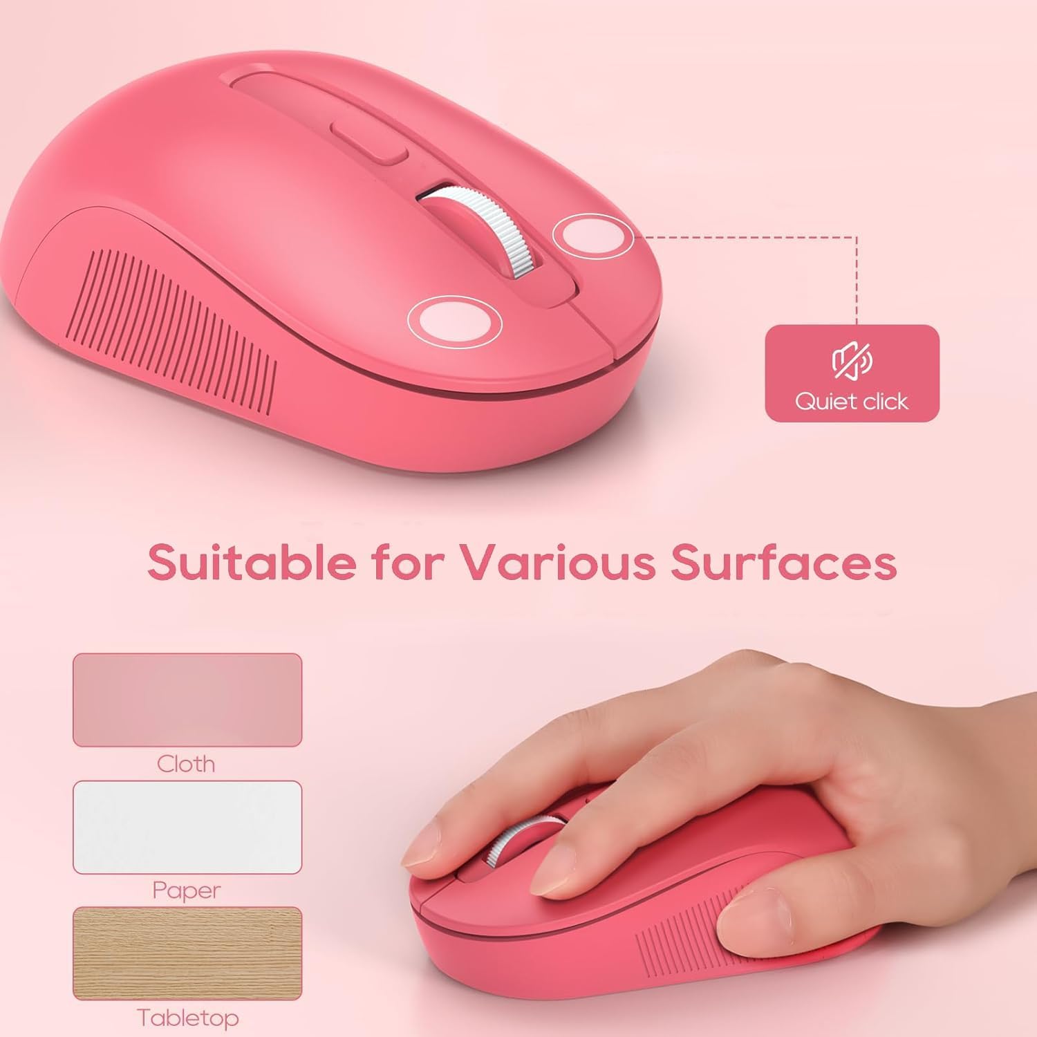 Sablute Wireless Keyboard and Mouse Combo with Retro Round Kecaps CK23