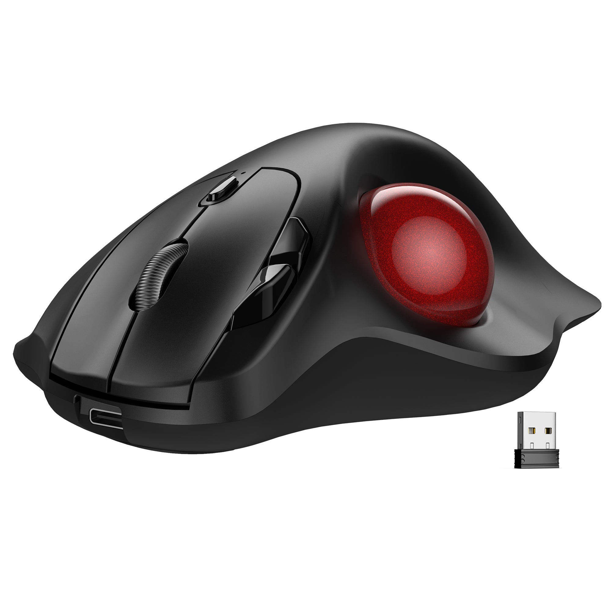 MAM2 Wireless Trackball Mouse, Rechargeable Ergonomic Mouse with Thumb Control for 3 Devices (Bluetooth and USB), 5-Level DPI, Silent Click, Compatible PC Laptop Mac iPad, Easy Clean
