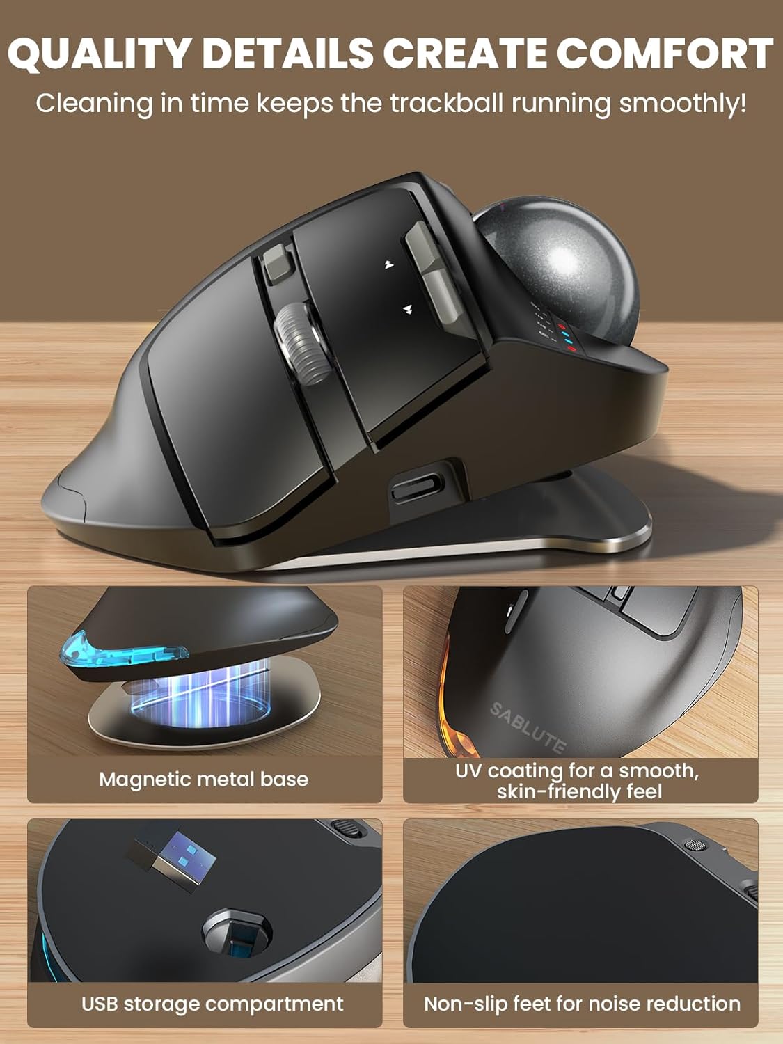 MAM1 Pro Wireless Trackball Mouse