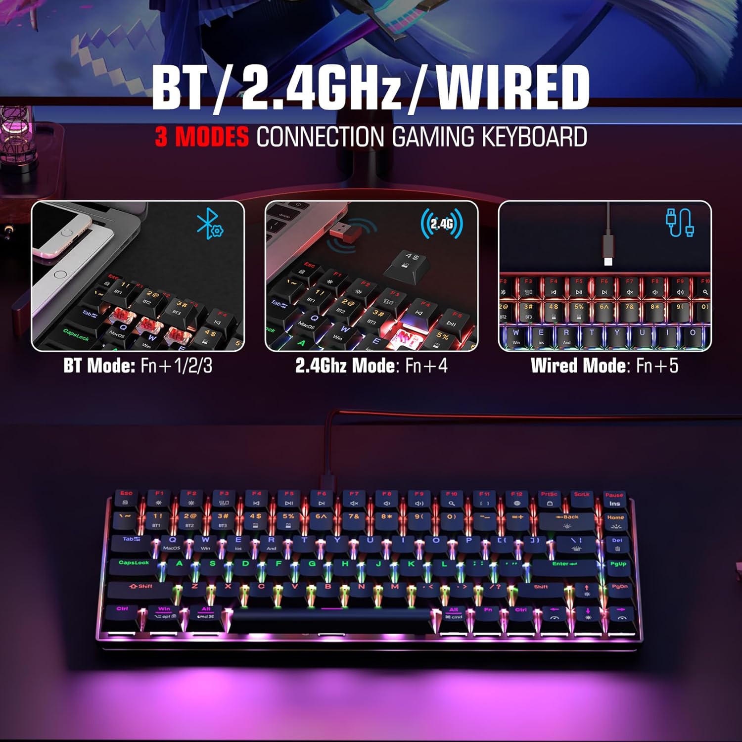 Mechanical Gaming Keyboard Low Profile Red Switch