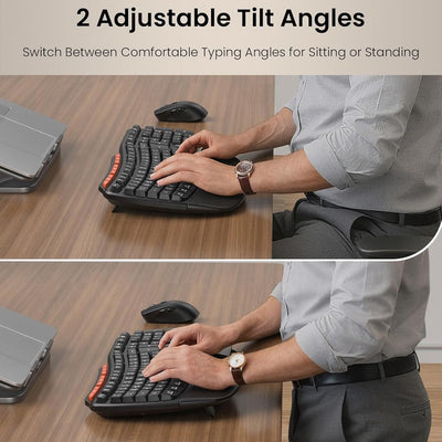 Ergonomic Wave Keys Wireless Keyboard and Mouse Combo MA31