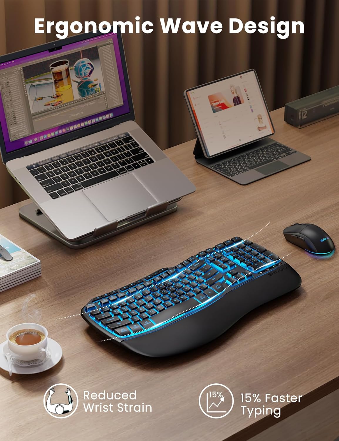 Ergonomic Wireless Keyboard and Mouse Combo