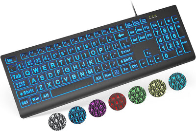 Sablute Large Print Backlit Wired USB Keyboard K11 Pro
