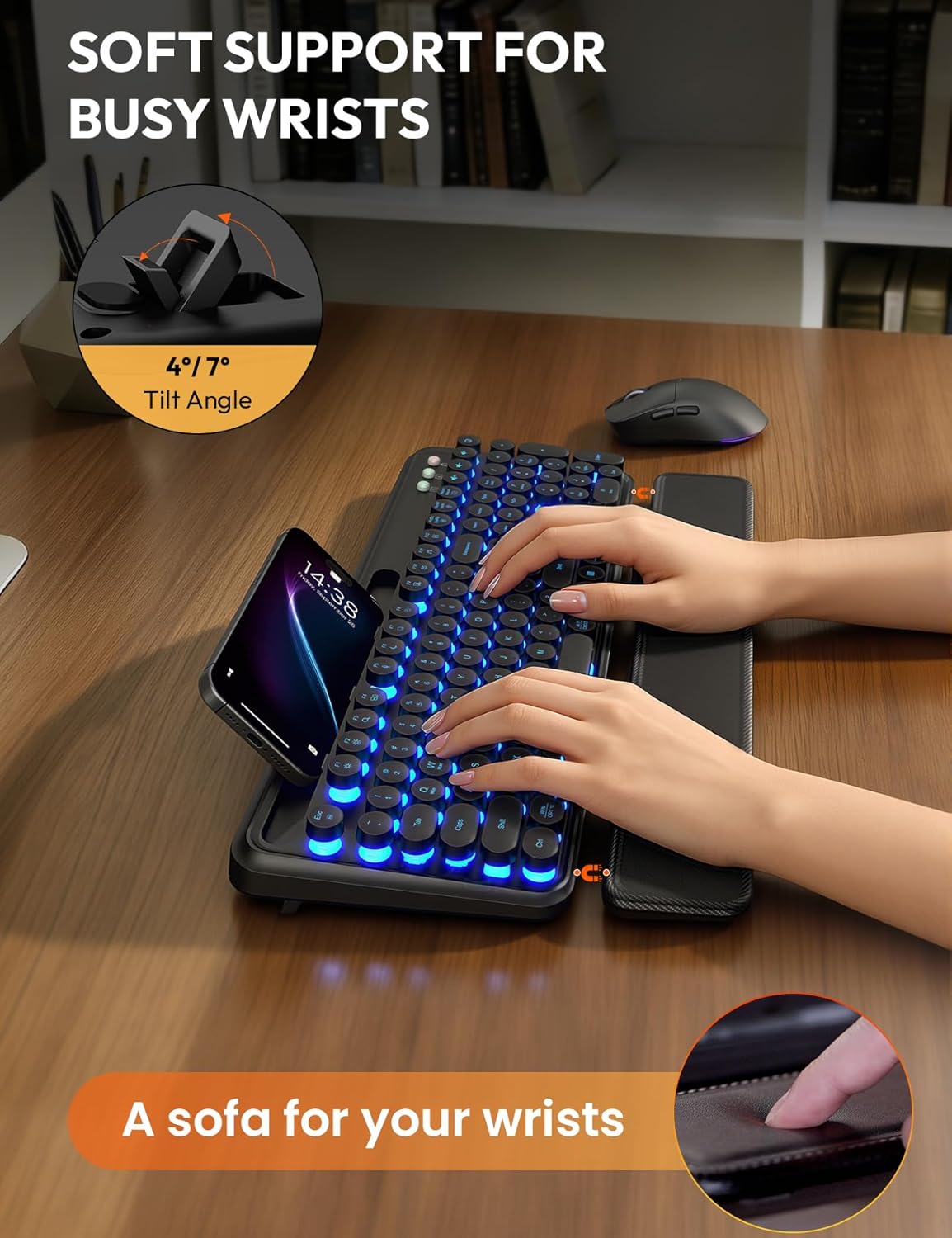 Sablute Wireless Retro Keyboard and Mouse Combo CK13 Pro