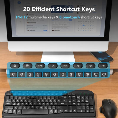 Sablute Wave Keys Ergonomic Wireless Keyboard and Mouse Combo MA12
