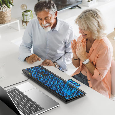 Large Print Backlit Wired USB Keyboard K11 Pro