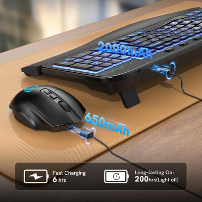 Ergonomic Wireless Backlit Keyboard and Mouse Combo MA12 Pro