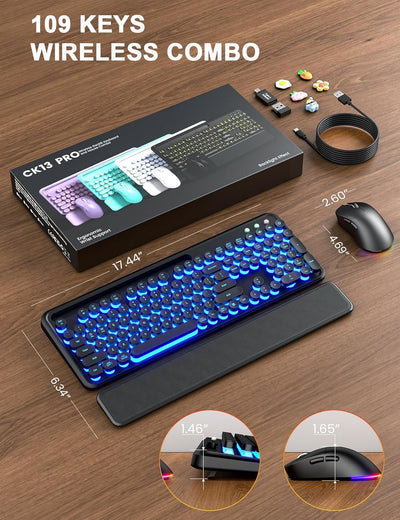Sablute Wireless Retro Keyboard and Mouse Combo CK13 Pro