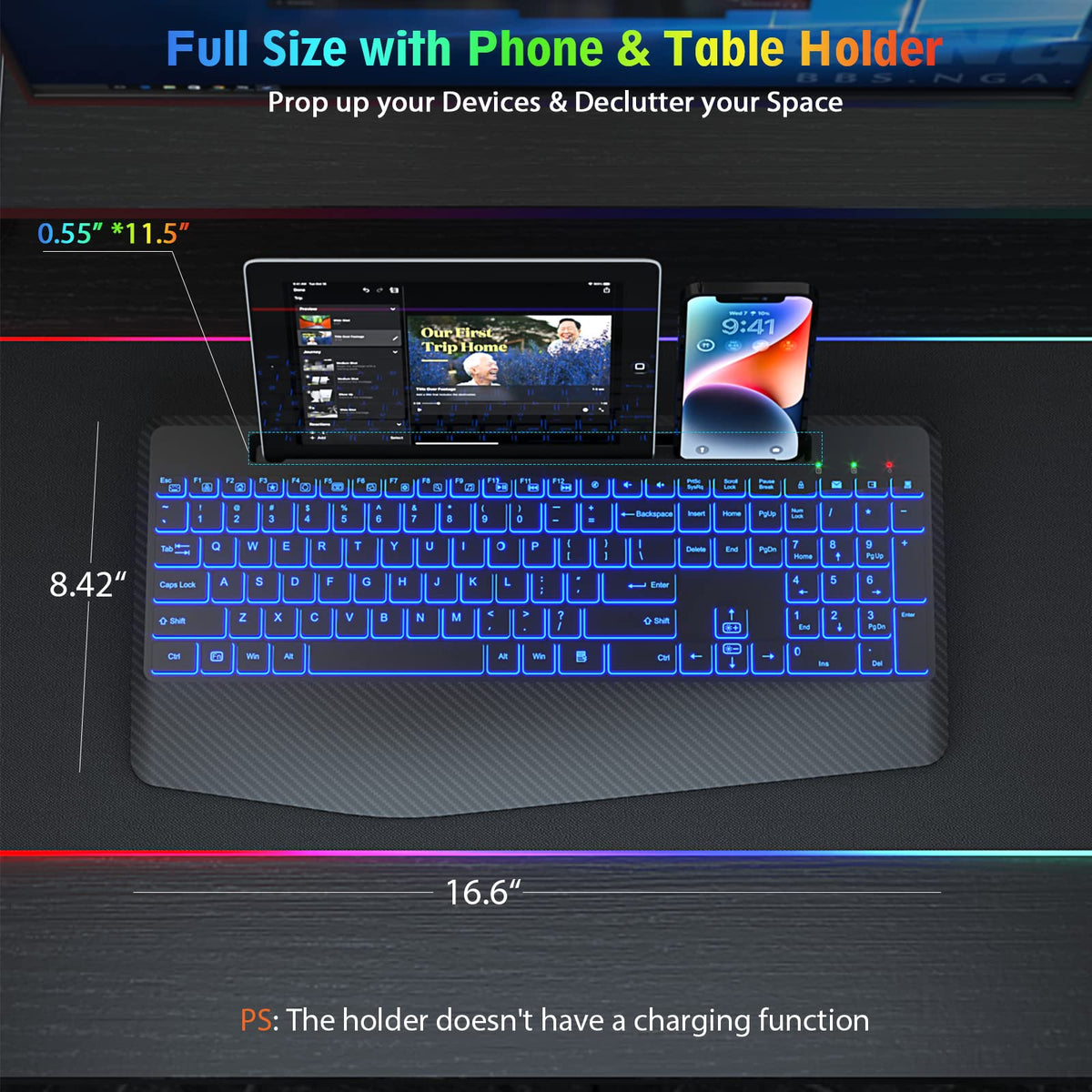 SABLUTE Wireless Keyboard with 7 Colored Backlits