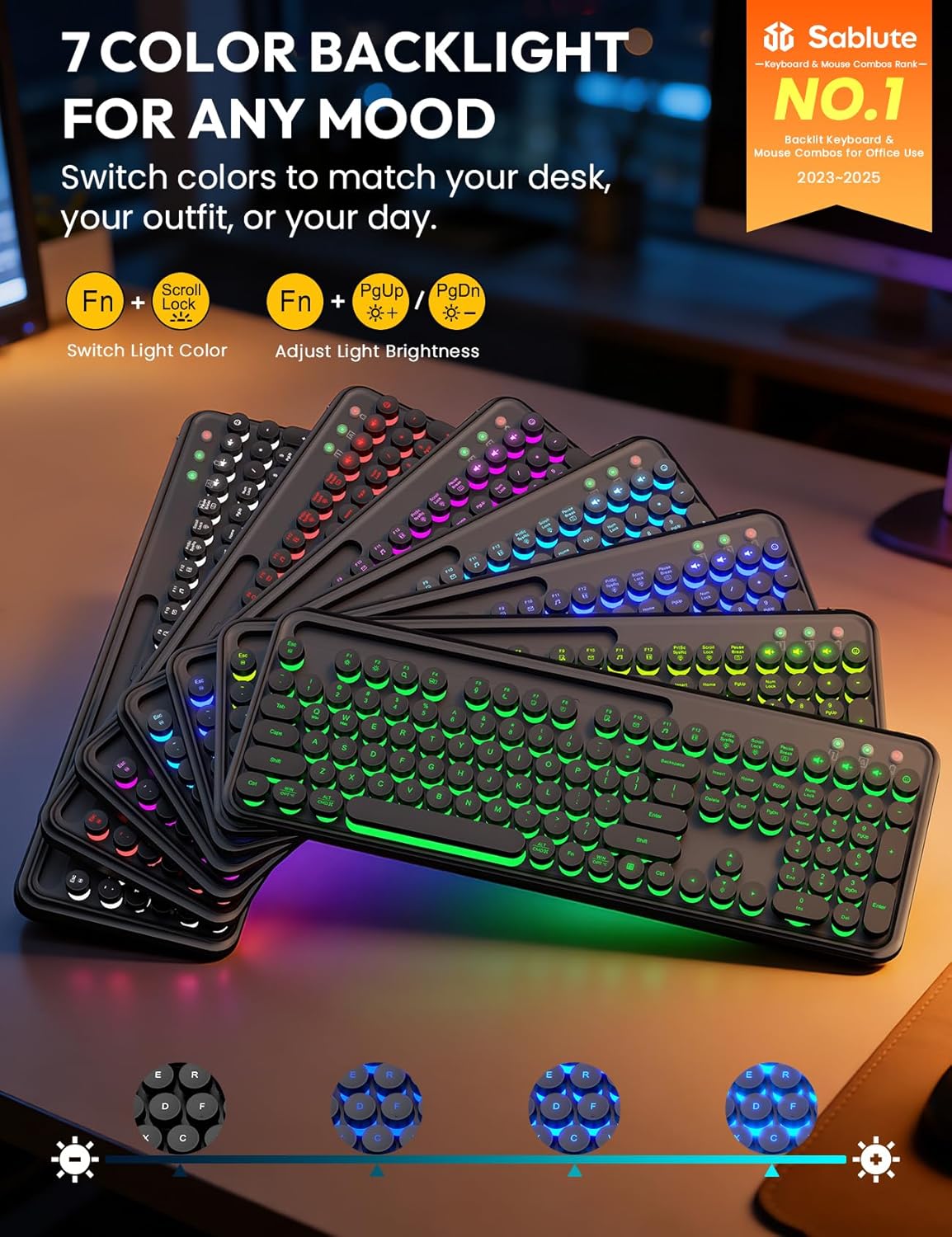 Sablute Wireless Retro Keyboard and Mouse Combo CK13 Pro