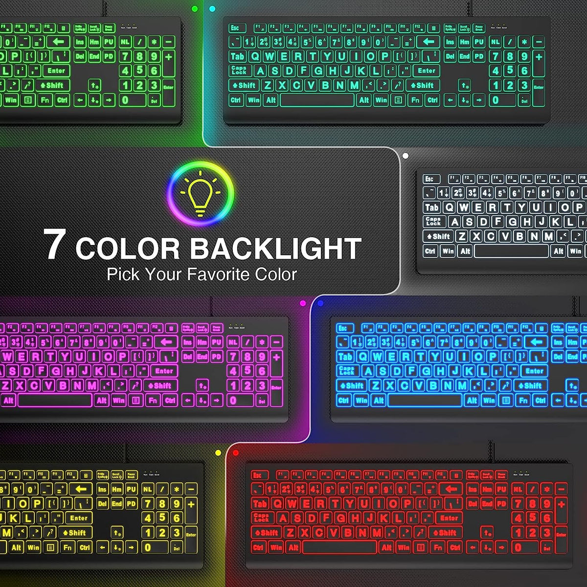 Large Print Backlit Wired USB Keyboard