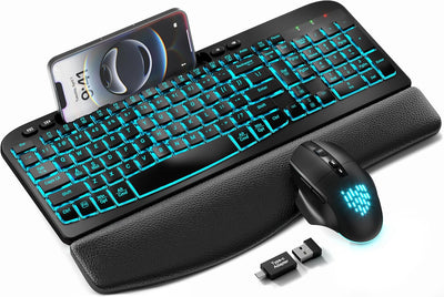 Sablute Wave Keys Wireless Backlit Keyboard and Mouse Combo MA22 Pro
