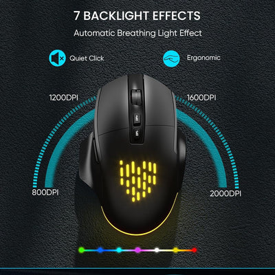 Sablute Wave Keys Wireless Backlit Keyboard and Mouse Combo MA22 Pro