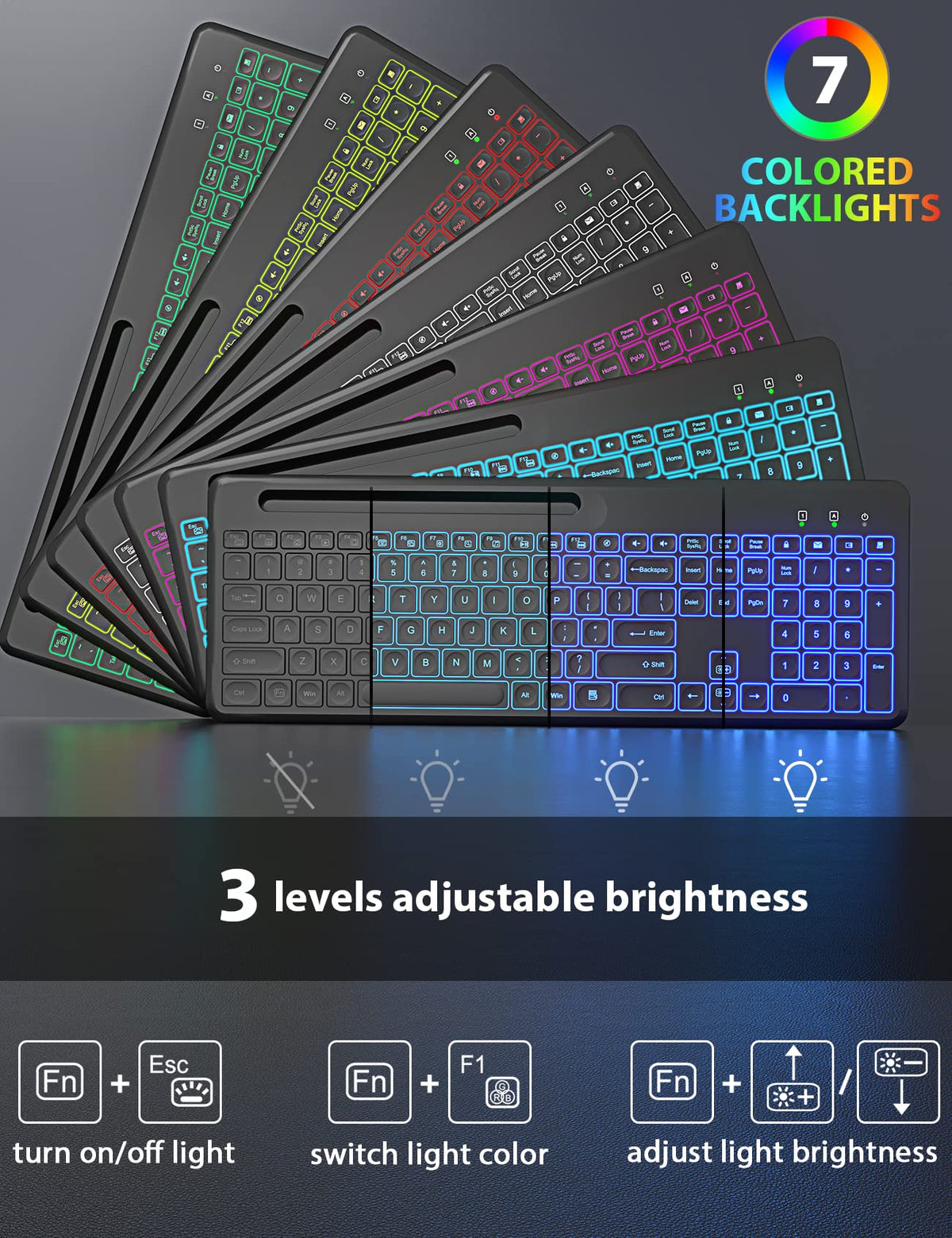 SABLUTE Wireless Keyboard and Mouse Backlit