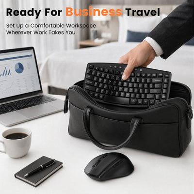 Padded PU wrist rest, low-noise typing up to 30 dB, one 2.4G USB-A/USB-C receiver, quiet left/right clicks for office work